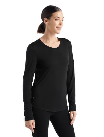 Icebreaker Merino Sphere II T-Shirt Naisten Long Sleeve Mustat | FI 1644PJJQ